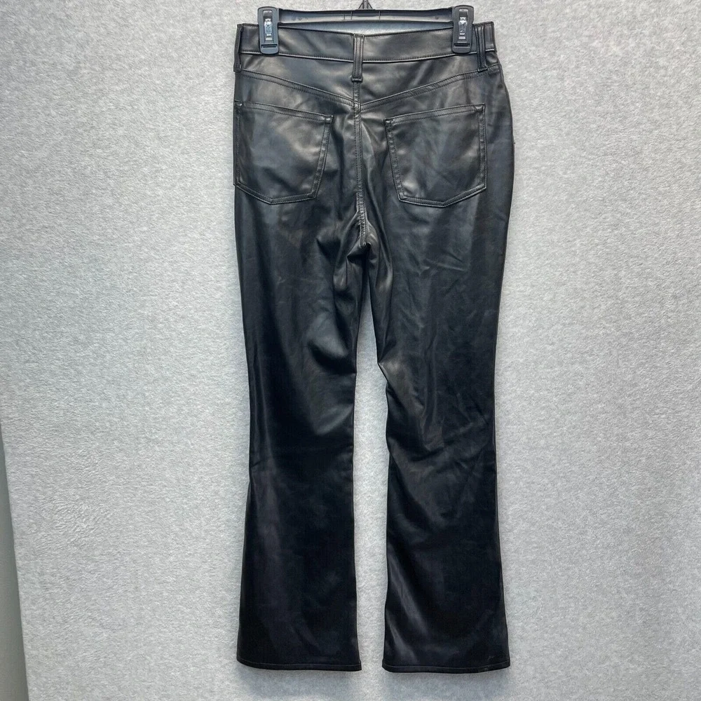Old Navy High Rise Flare Pants Girls 18 Black Faux Leather New